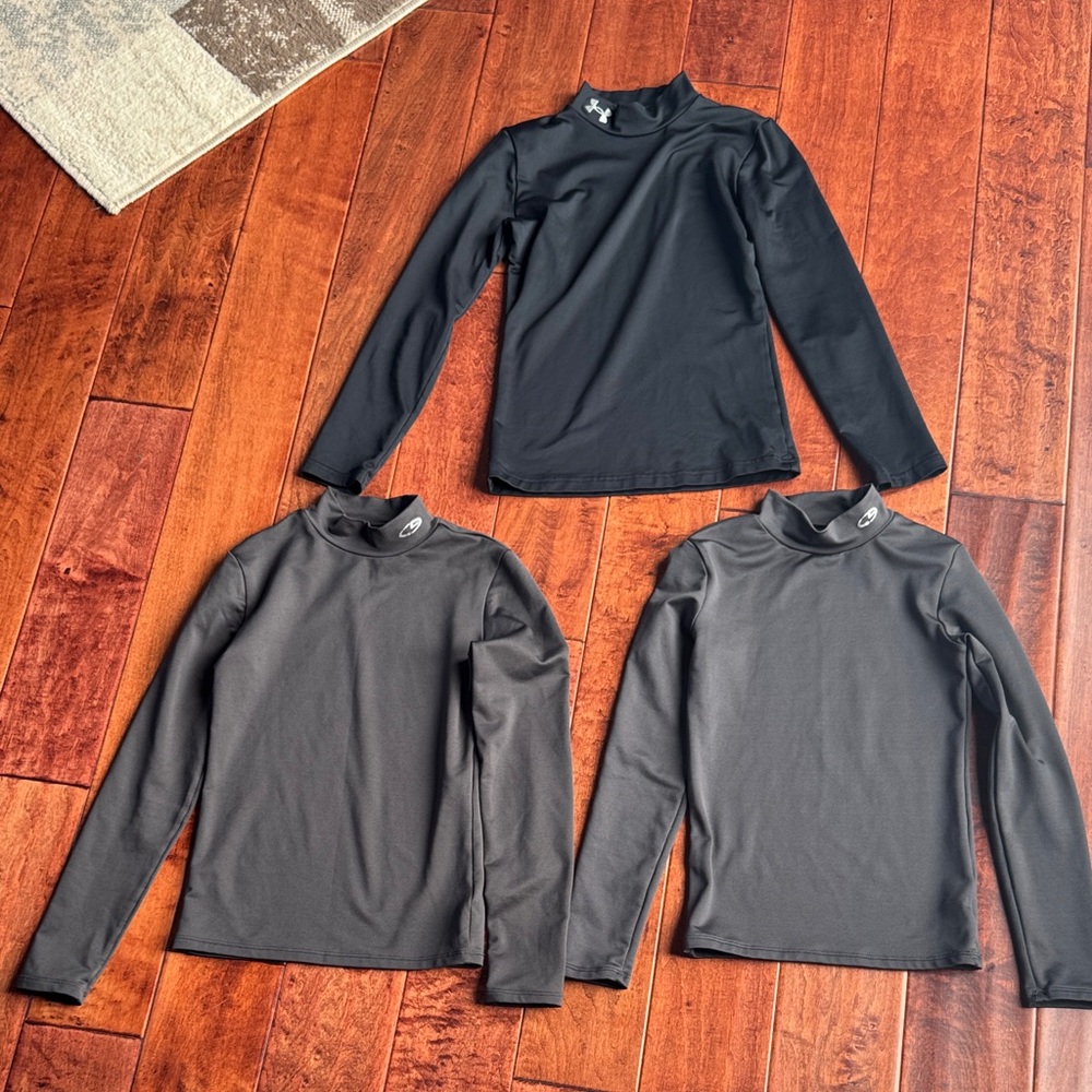 Under Armour Champion Kids Charcoal and Black Long Sleeve Tees youth M lot of 3